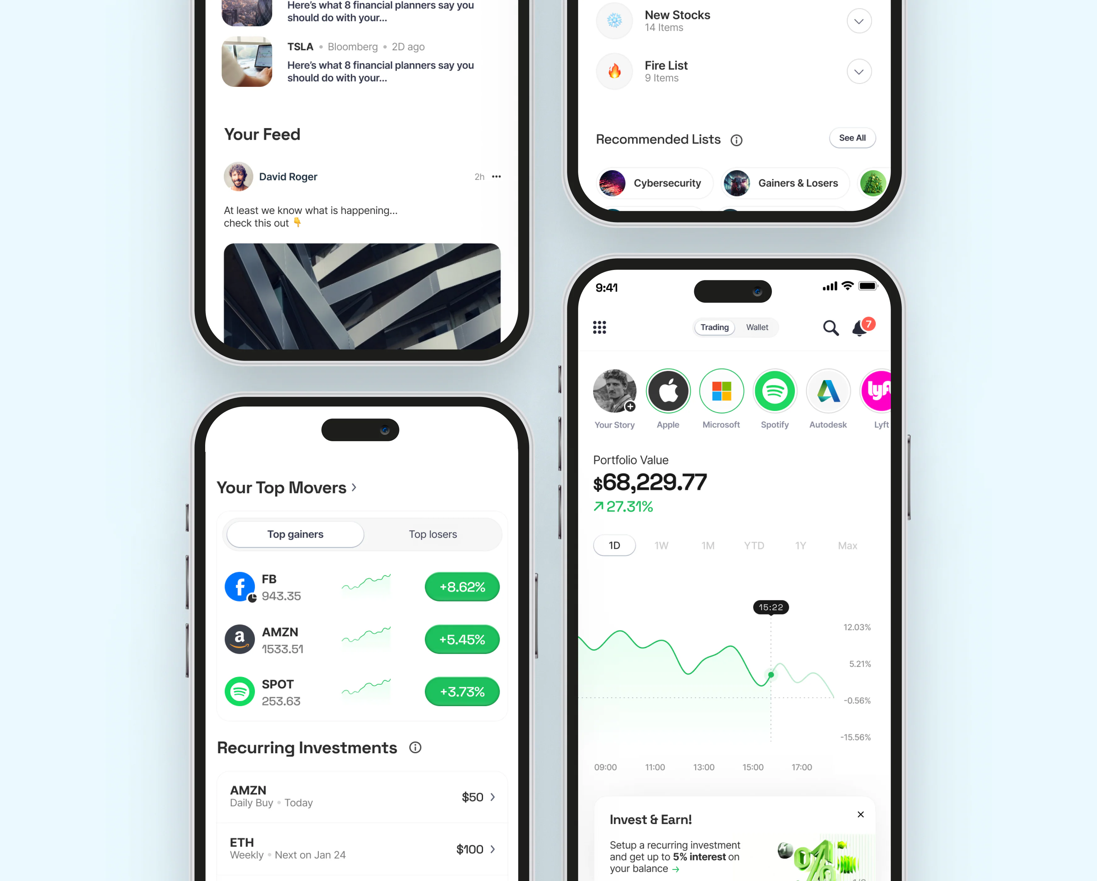 Frequent actions and opportunity modules in the redesigned eToro Home