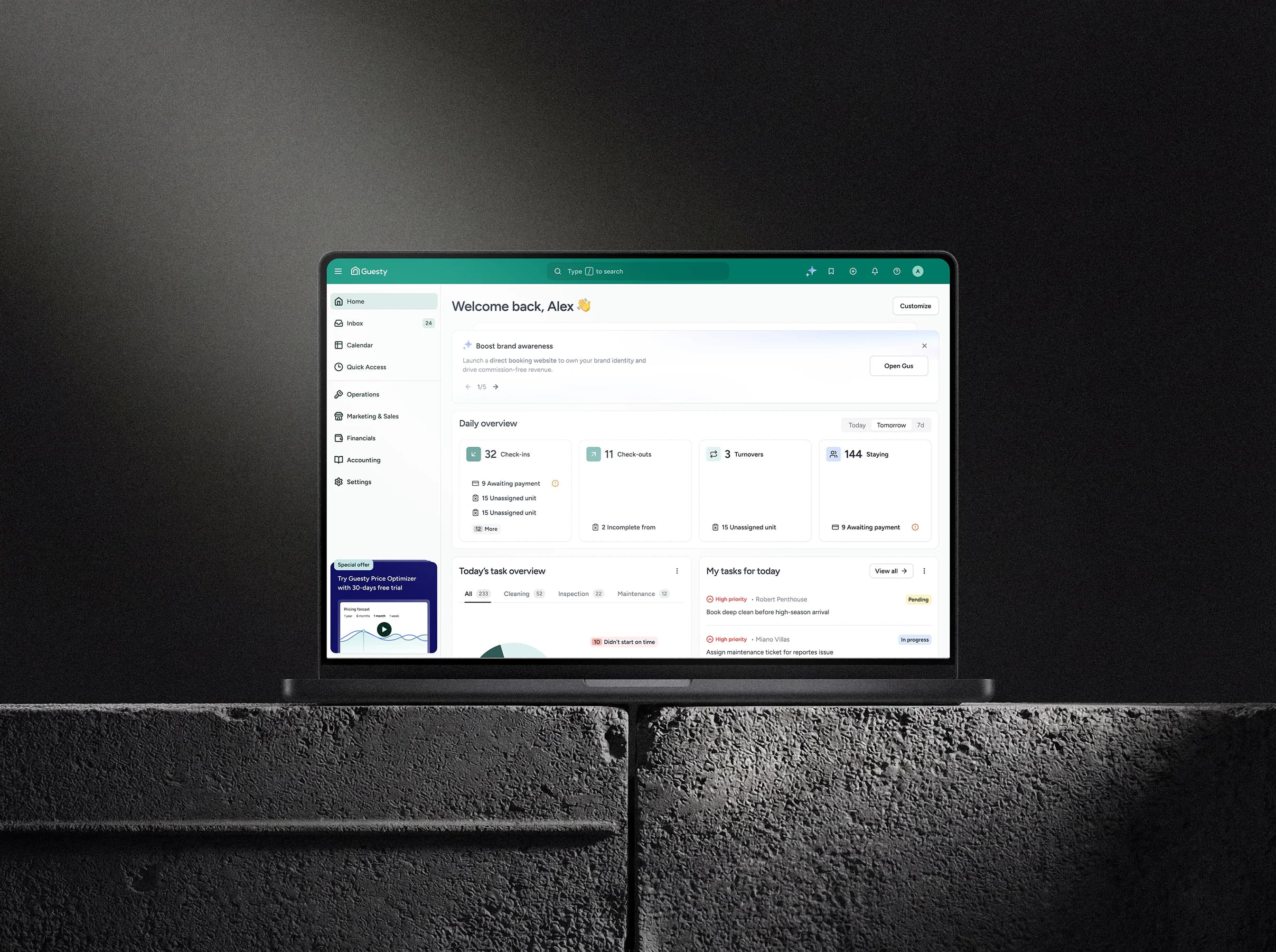 Guesty Pro dashboard interface