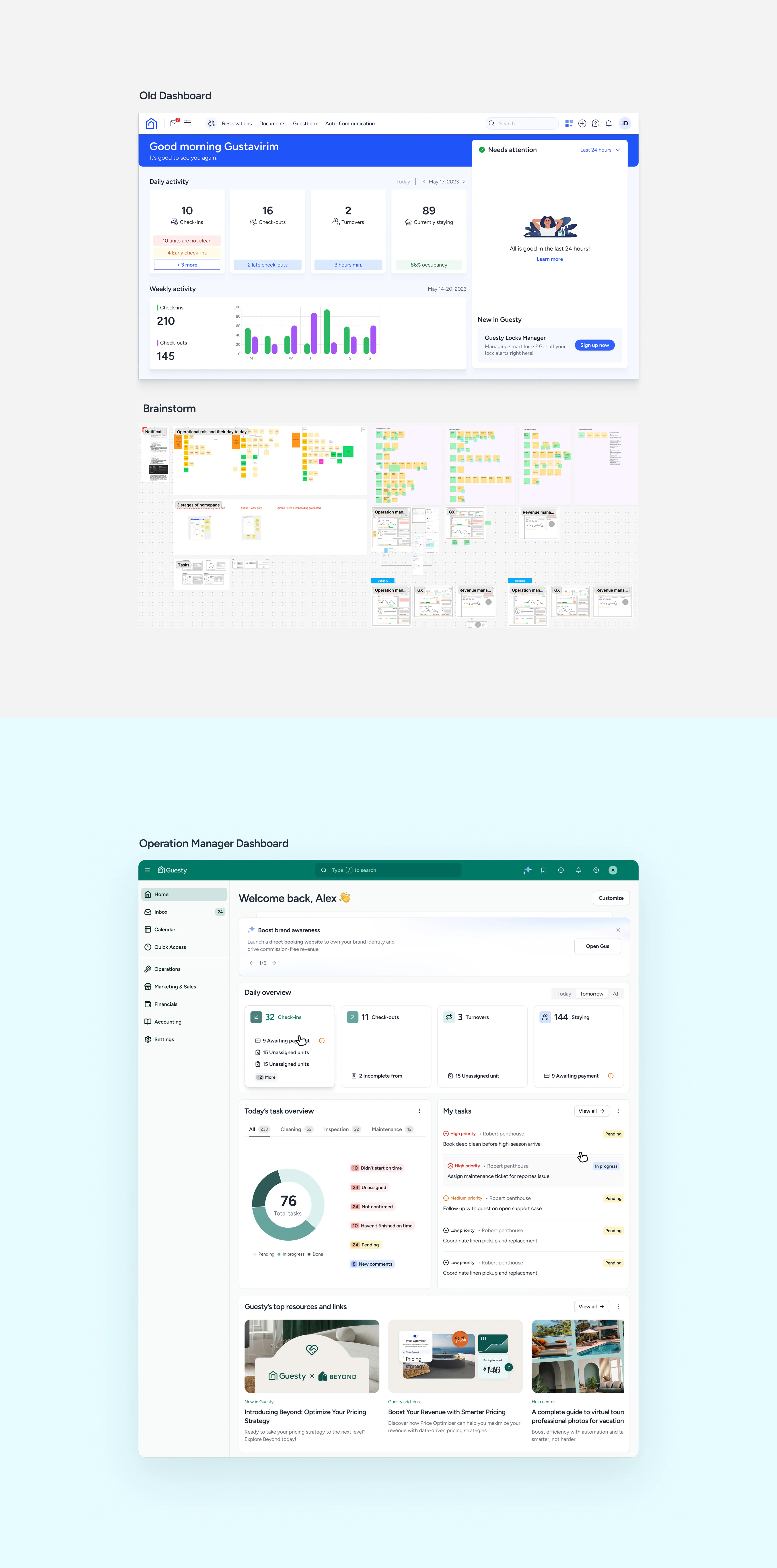 Guesty Pro dashboard daily workspace